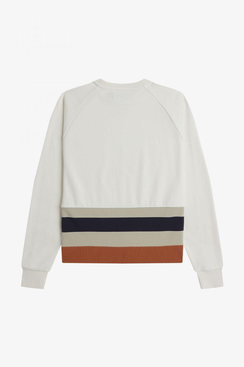 White Fred Perry Knitted Trim Women's Sweatshirts | PH 2005MQZA